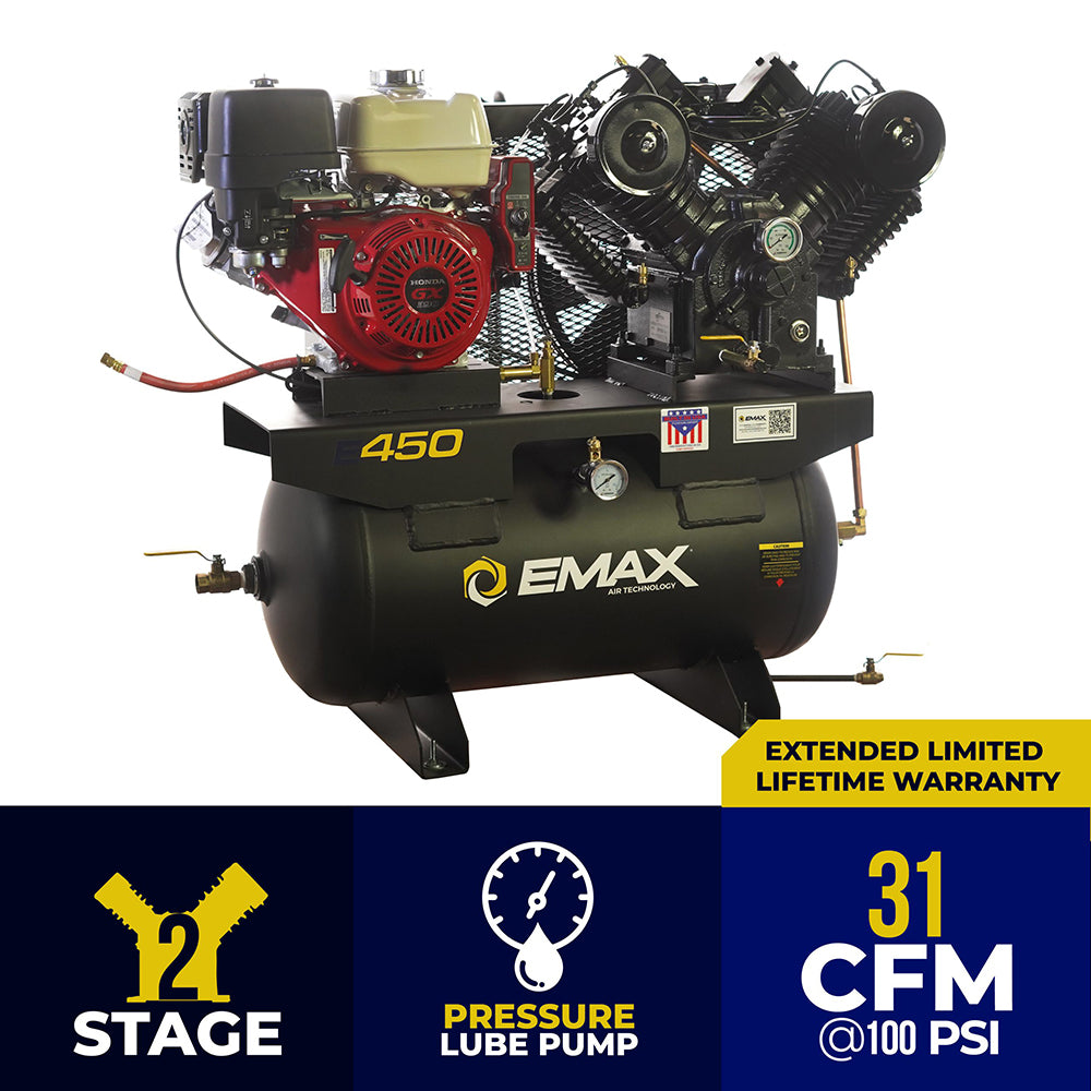 EMAX EGES1330V4 13 HP 2 Stage Air Compressor 30 Gallon Truck Mount