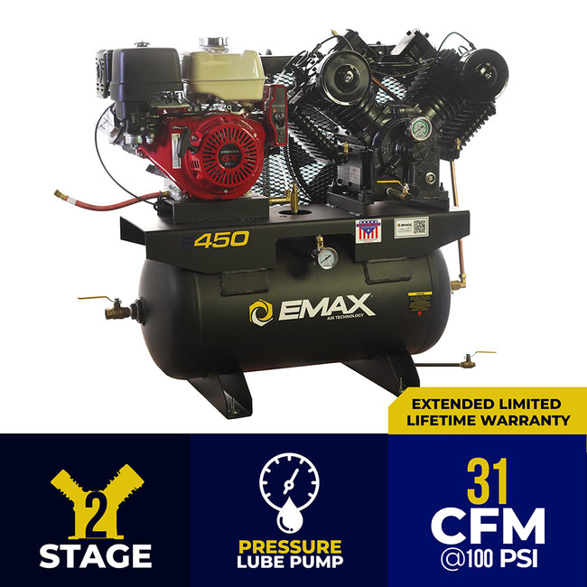 EMAX EGES1330V4 13 HP 2 Stage Air Compressor 30 Gallon Truck Mount