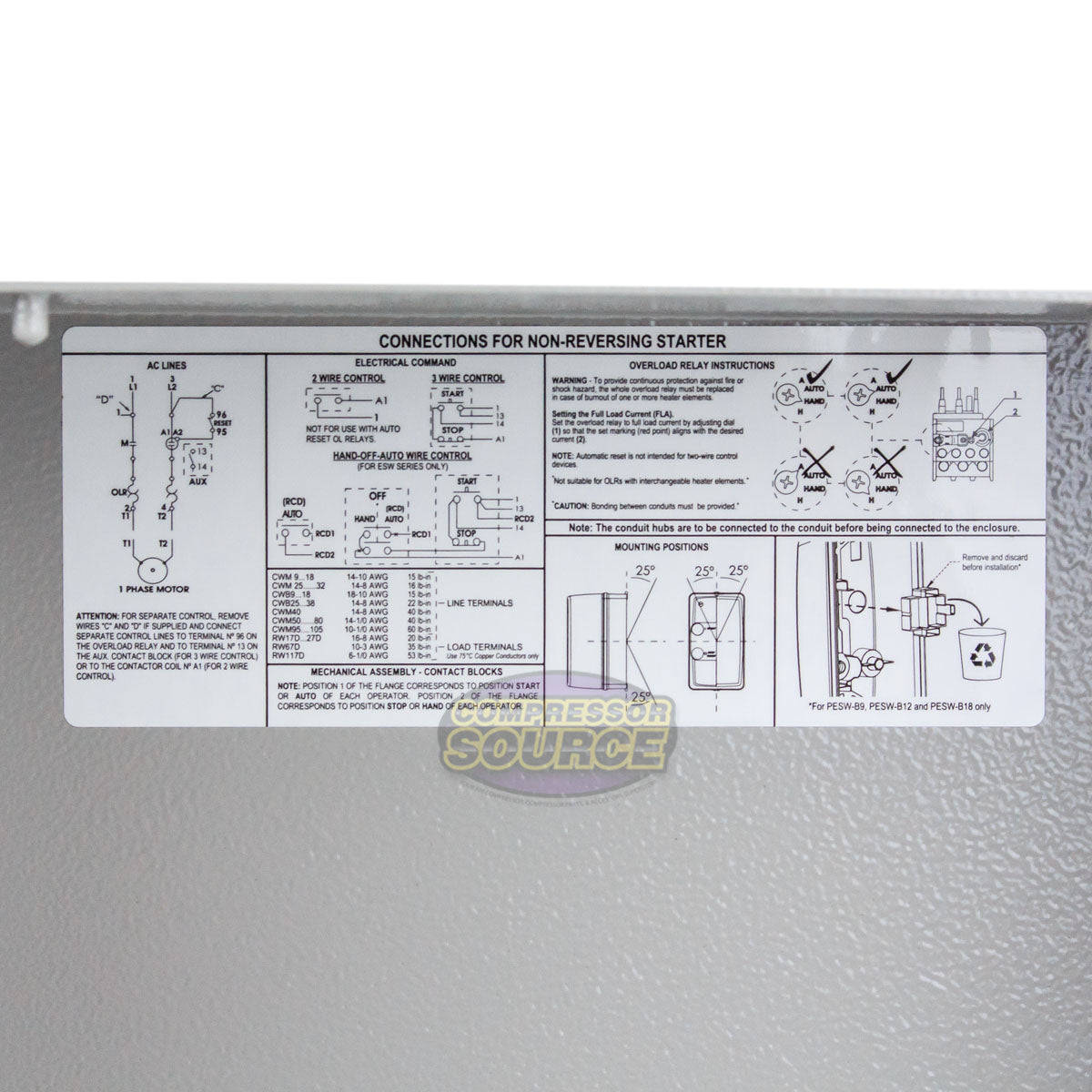 WEG 10 HP Single Phase Magnetic Starter Electric Motor Control NEMA 1 208-240 V