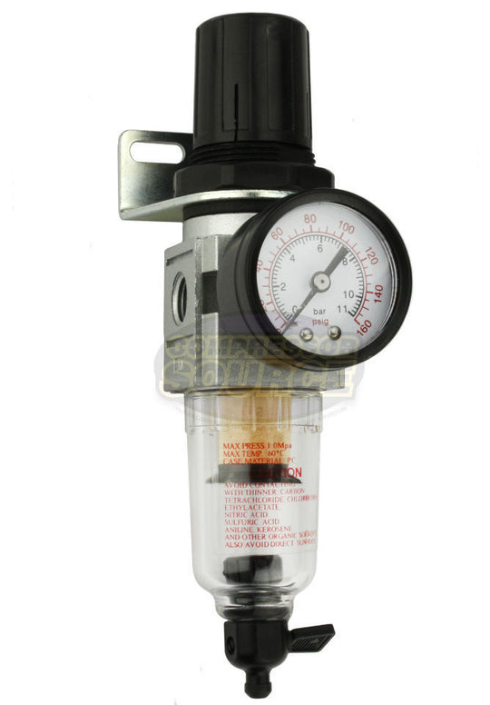 1/4" Compressed Air In Line Moisture / Water Filter Trap & Regulator Combination