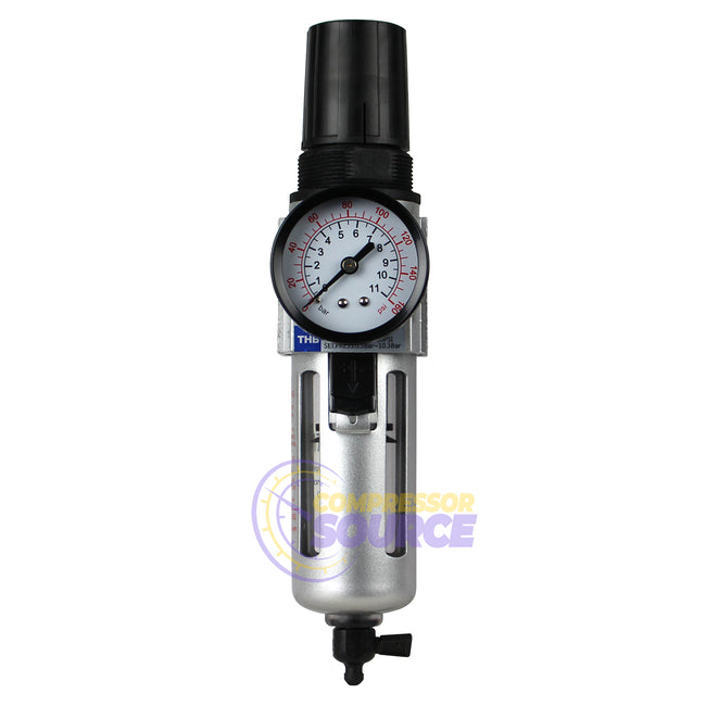 3/8" Compressed Air In Line Moisture / Water Filter Trap & Regulator Combination
