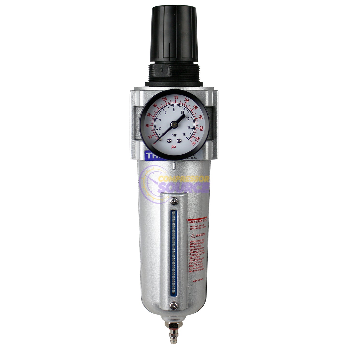 1/2" Air Compressor Regulator & Filter In Line Combo Pressure Gauge FR724N