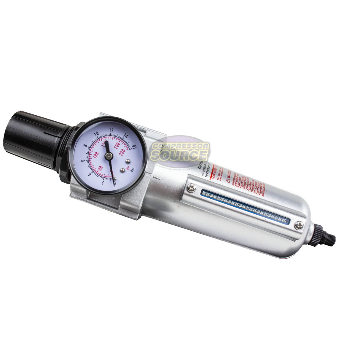 1/2" NPT Air Compressor Regulator & Filter Combo With Gauge And Auto-Drain (FR804A)