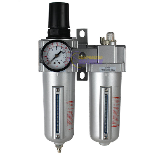 3/4" Compressed Air In Line Filter, Regulator, Oiler Lubricator, Combo FRL726N