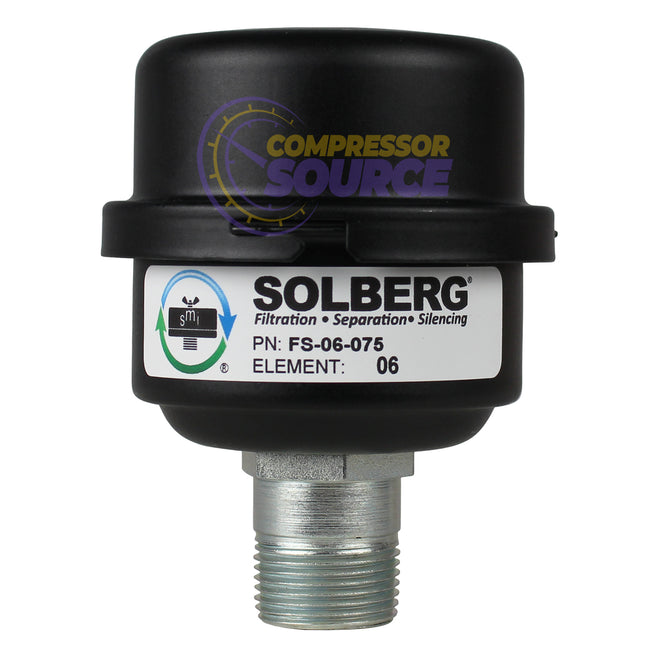 Solberg 3/4" NPT Air Compressor Intake Filter Silencer Metal Housing Canister with Filter FS-06-075