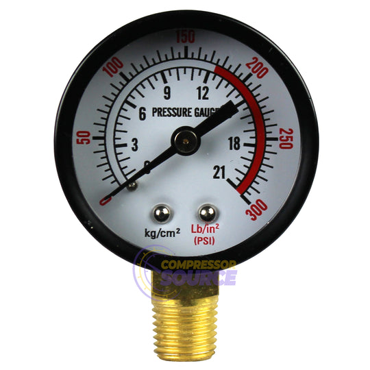 Rolair 300 PSI Pressure Gauge GA250300GC Lower Side Mount 1/4"