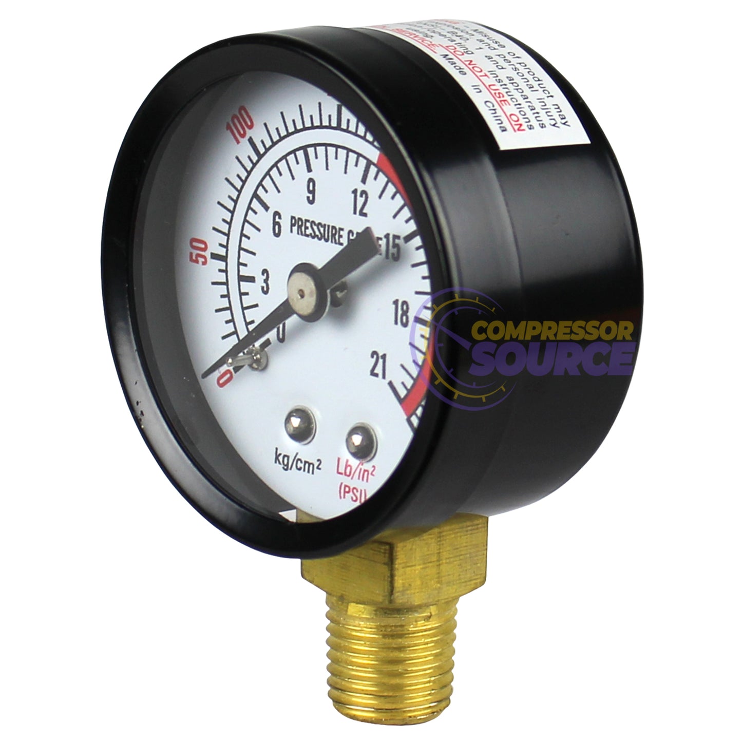 Rolair 300 PSI Pressure Gauge GA250300GC Lower Side Mount 1/4"
