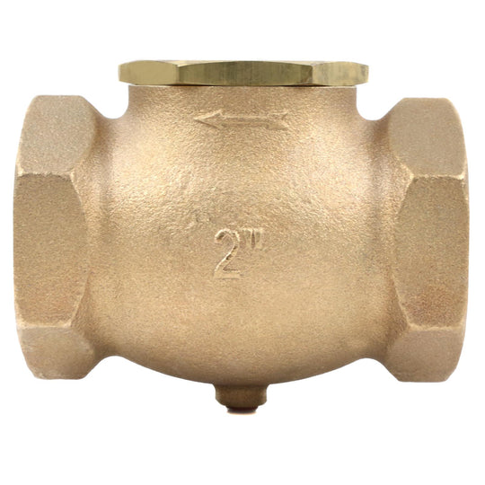 2" In Line Horizontal Check Valve Compressed Air Compressor WOG Solid Cast Brass GV02