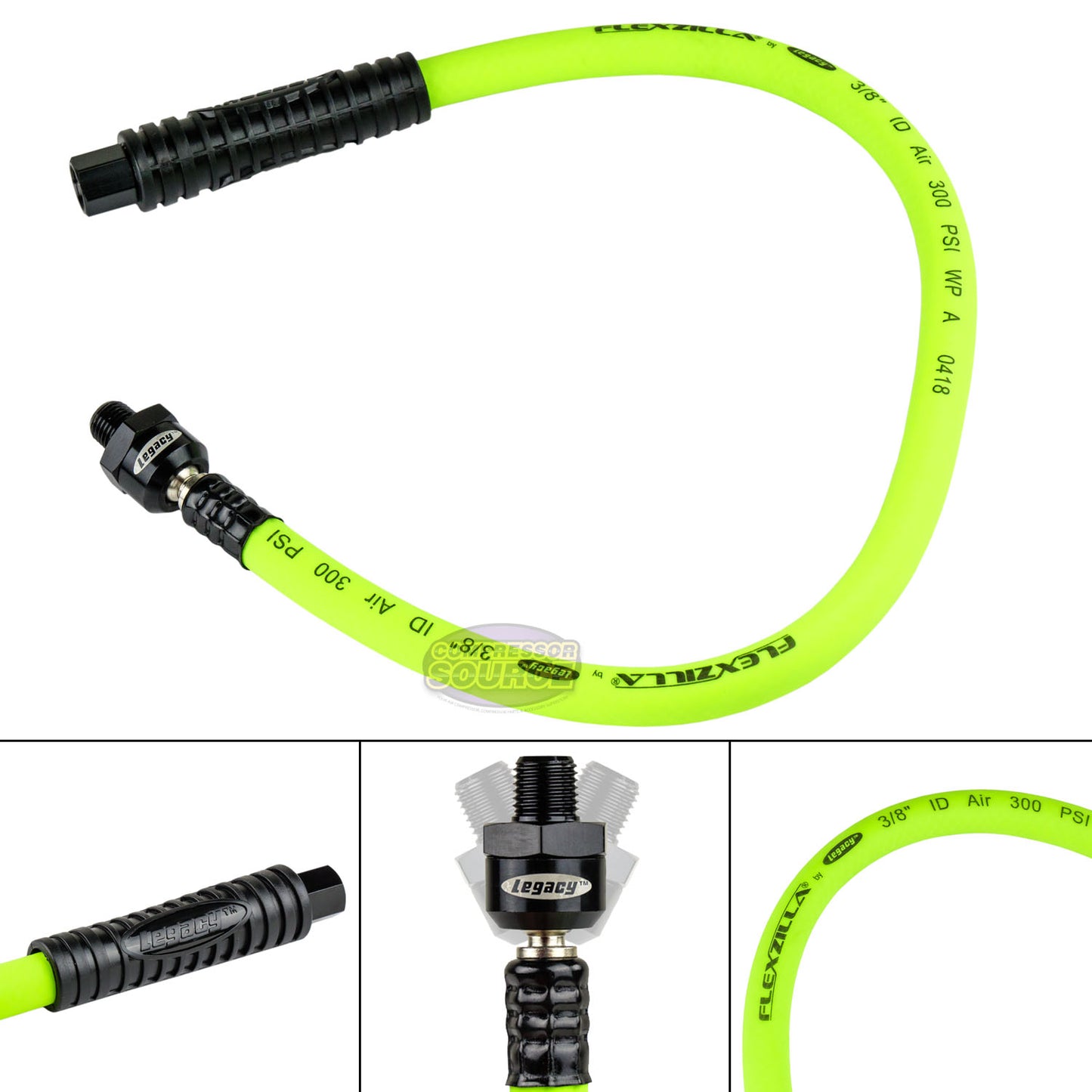 Flexzilla 3/8" x 2' FT Air Hose Whip With Ball Swivel 1/4" NPT HFZ37802YW2B