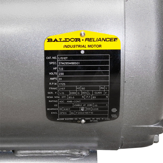 Baldor L1510T 7.5 HP Single Phase Electric Motor 1725 RPM 215T Frame 230V ODP