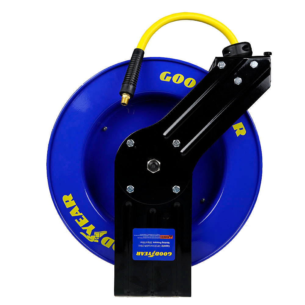 Goodyear 3/8" x 50' Steel Retractable Air Hose Reel – 1/4" NPT – L815153G