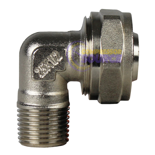 Maxline 90 Degree Elbow Fitting 3/4 Tubing x 1/2" Male NPT Compressed Air Piping M8086