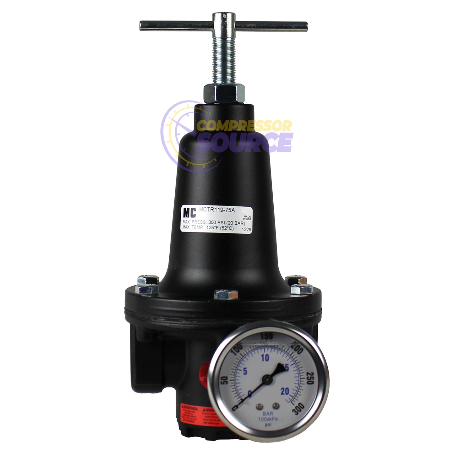 Midwest Control 0.75" 3/4" Inline Compressed Air Compressor Line High Flow Regulator Valve