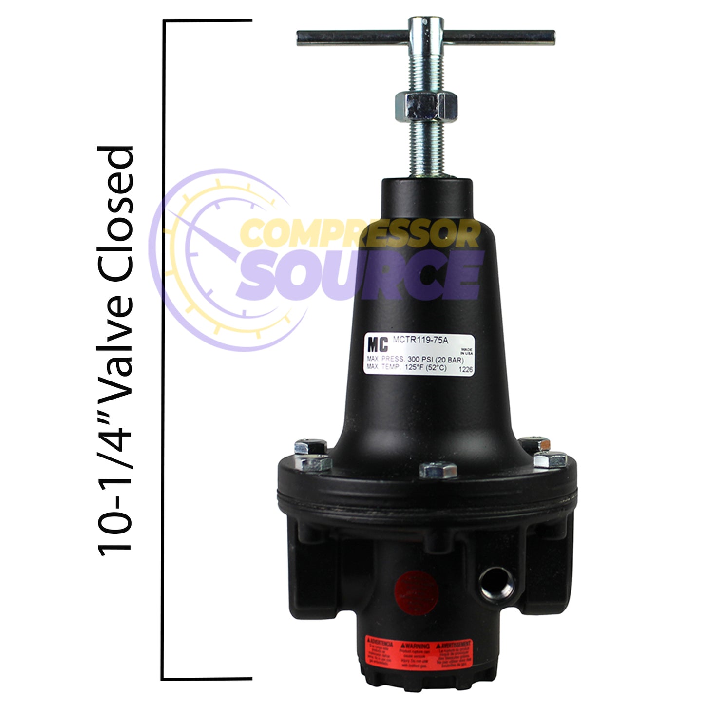 Midwest Control 0.75" 3/4" Inline Compressed Air Compressor Line High Flow Regulator Valve