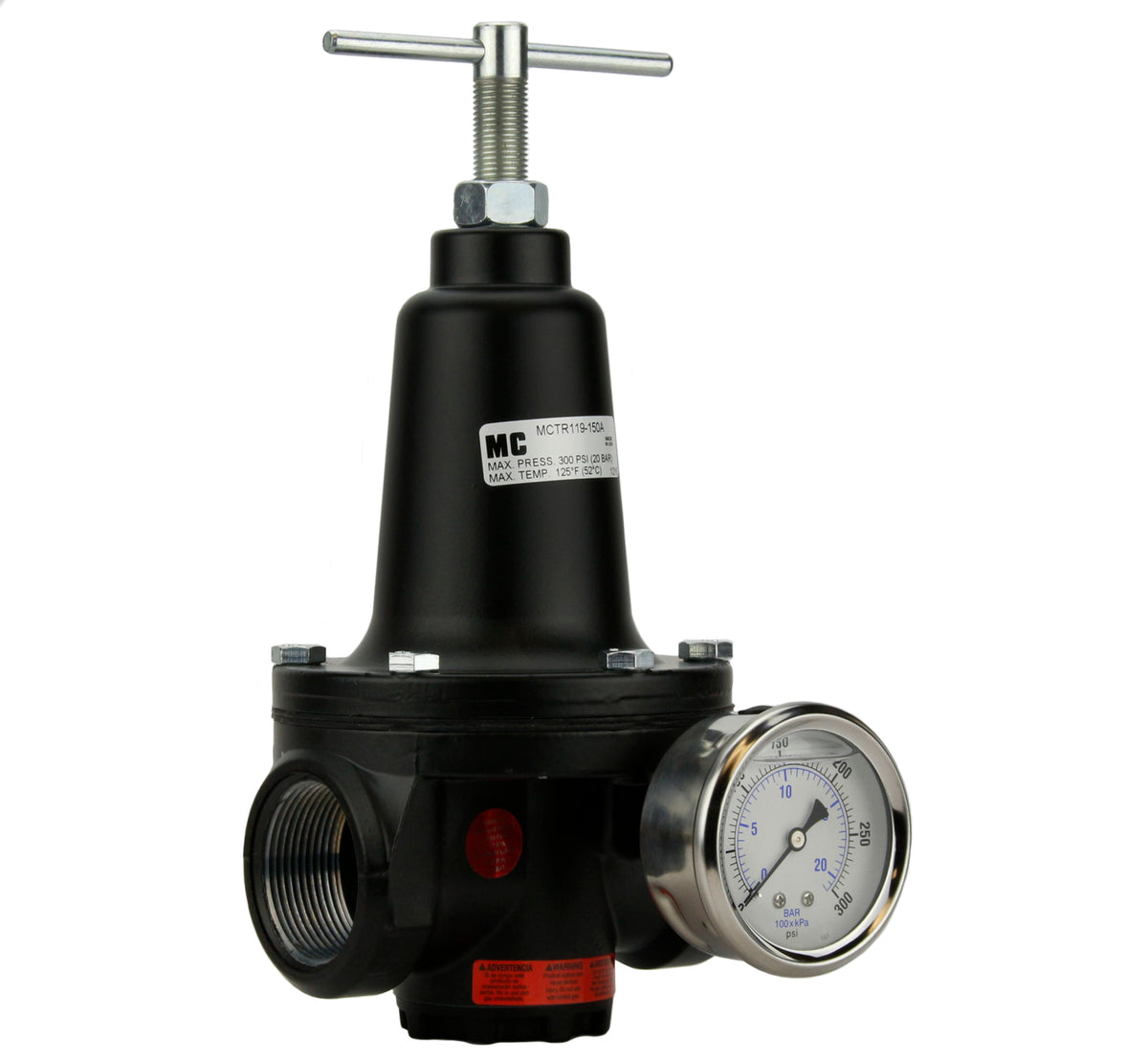 1" Inline Compressed Air Compressor Line High Flow Pressure Regulator Valve