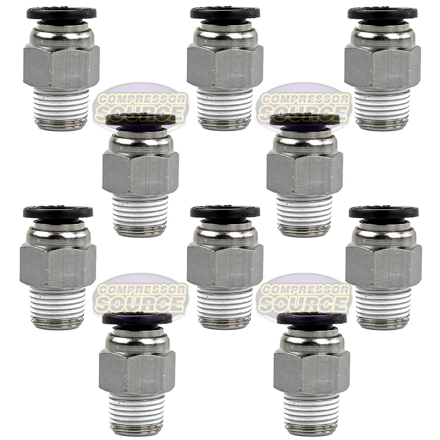 10 Pack 1/8" Male NPT x 1/4 OD Tube Female Push In To Lock Connect Straight Fitting Prevost RPDMR4120