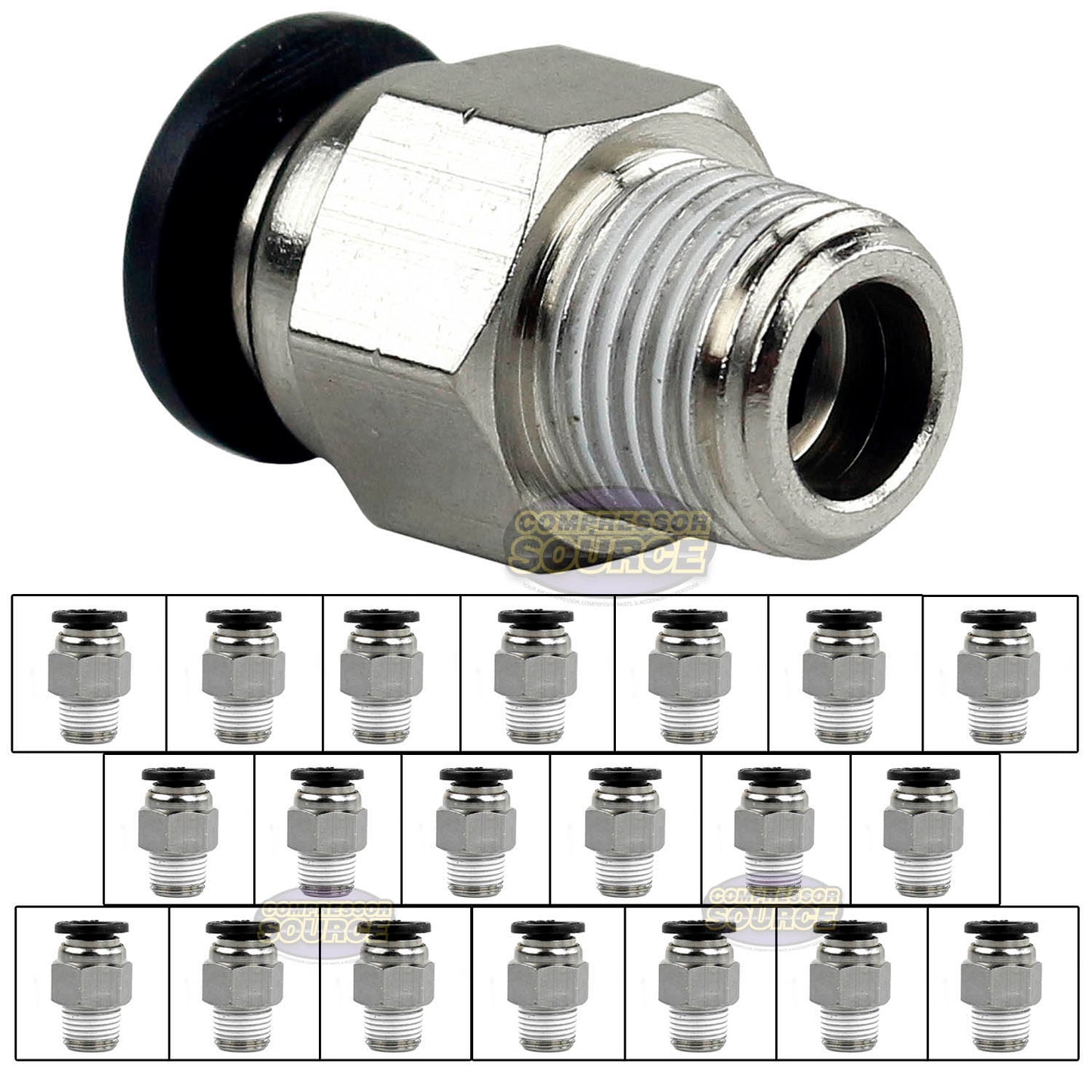 20 Pack 1/8" Male NPT x 1/4 OD Tube Female Push In To Lock Connect Straight Fitting Prevost RPDMR4120