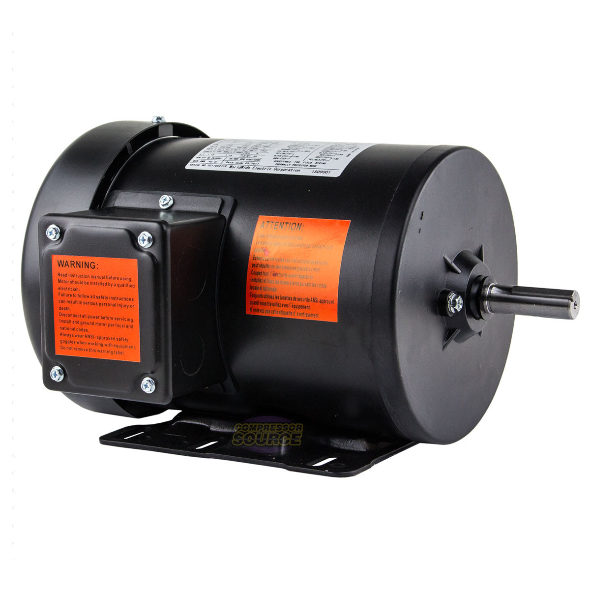 1 HP Electric Motor 3 Phase Premium Efficiency 56H Frame 1800 RPM TEFC 230/460 V