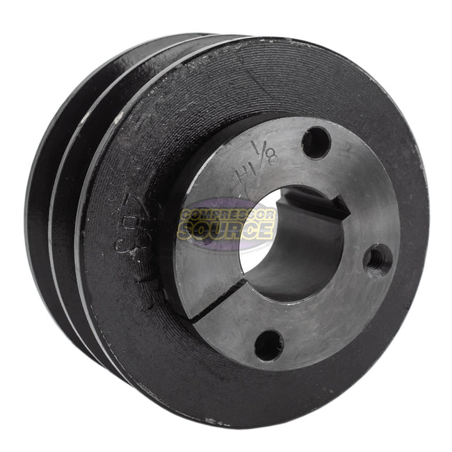4" Double Groove Pulley fits B Section V-Belt 5L with 1-1/8" Sheave Bushing NCA-Pulley4