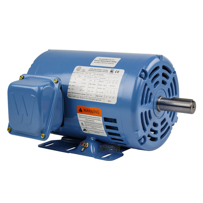 1.5 HP 3 Phase Electric Motor 1750 RPM 145T Frame 230/460V ODP