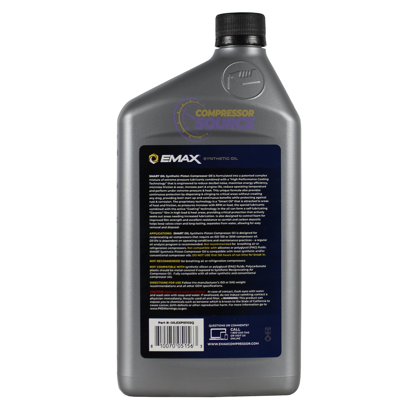 EMAX Smart Oil Piston Compressor Synthetic Oil 1 Qt OILEXPIS102C