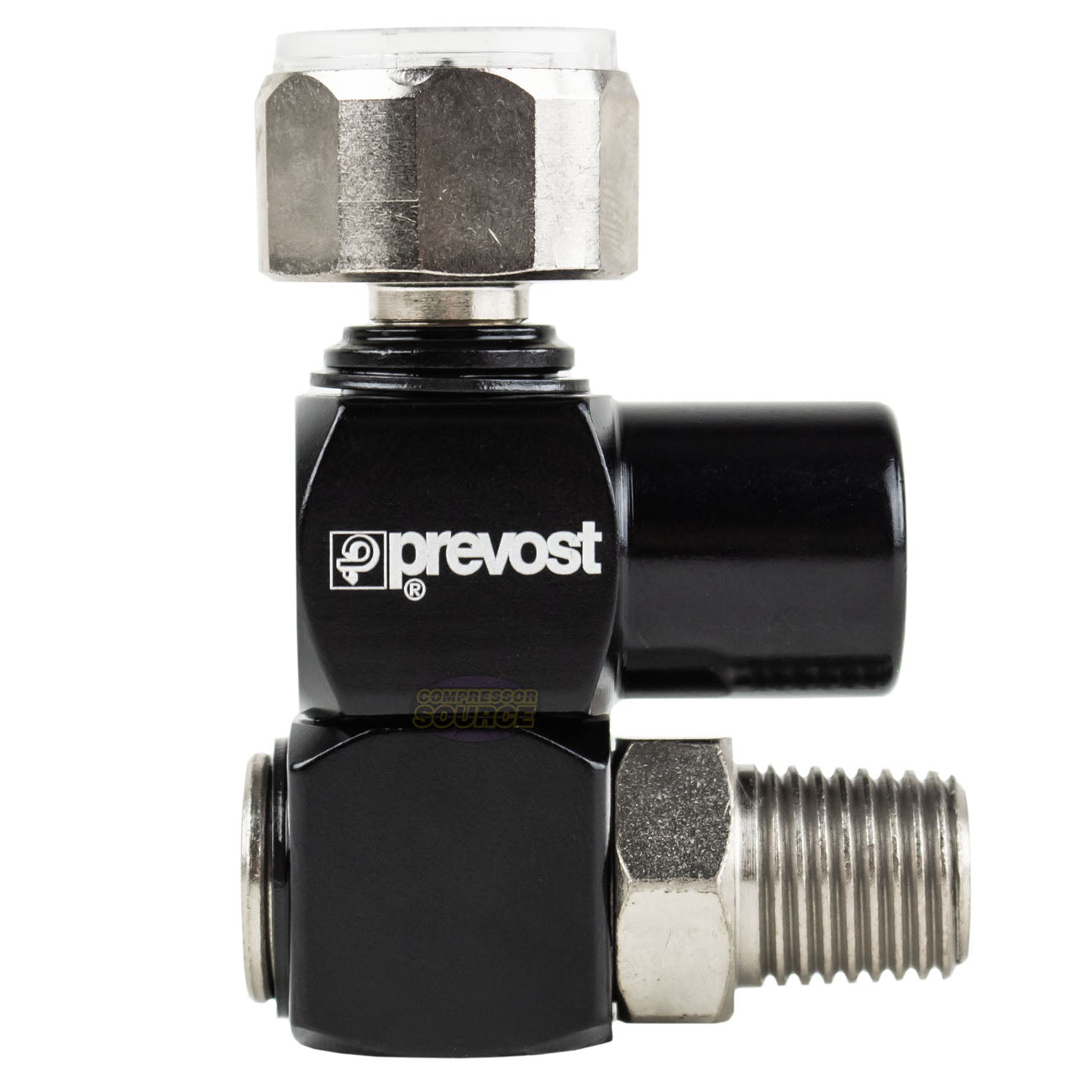 New Prevost Universal 360 Air Hose Swivel Connector With Pressure Gauge 1/4" NPT