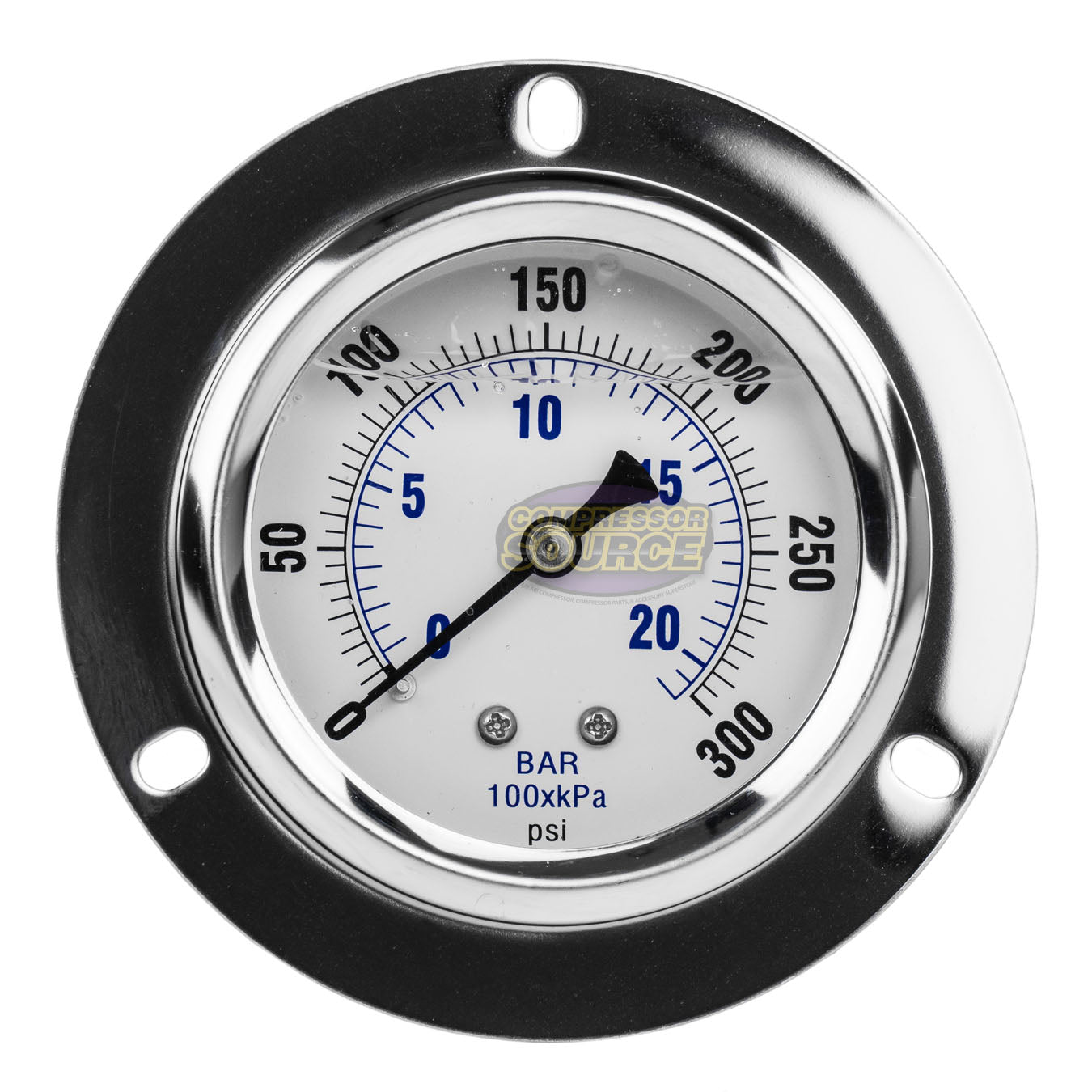 2.5" Liquid Filled Pressure Gauge 0-300 PSI 1/4" NPT CBM Panel Flush Mount 204L-254H