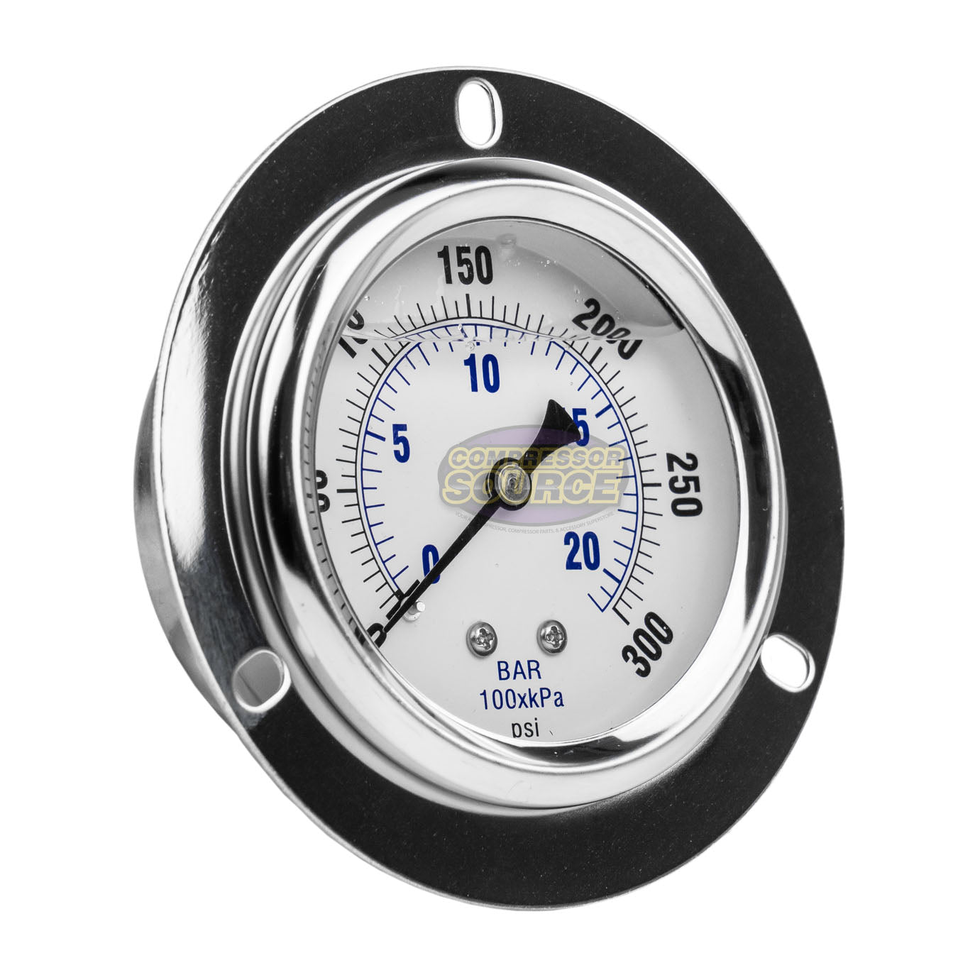 2.5" Liquid Filled Pressure Gauge 0-300 PSI 1/4" NPT CBM Panel Flush Mount 204L-254H