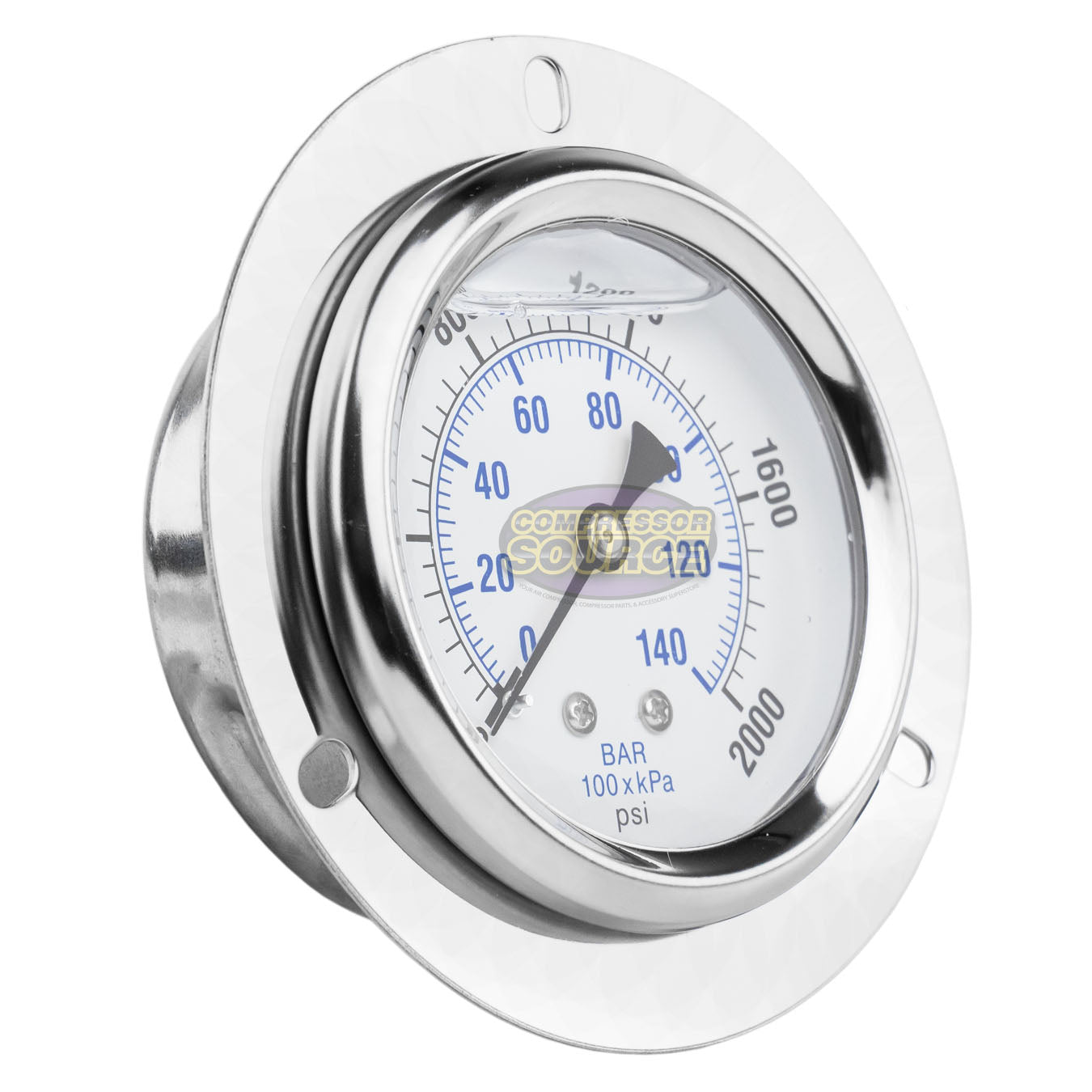 2.5" Liquid Filled Pressure Gauge 0-2,000 PSI 1/4" NPT CBM Panel Flush Mount 204L-254O