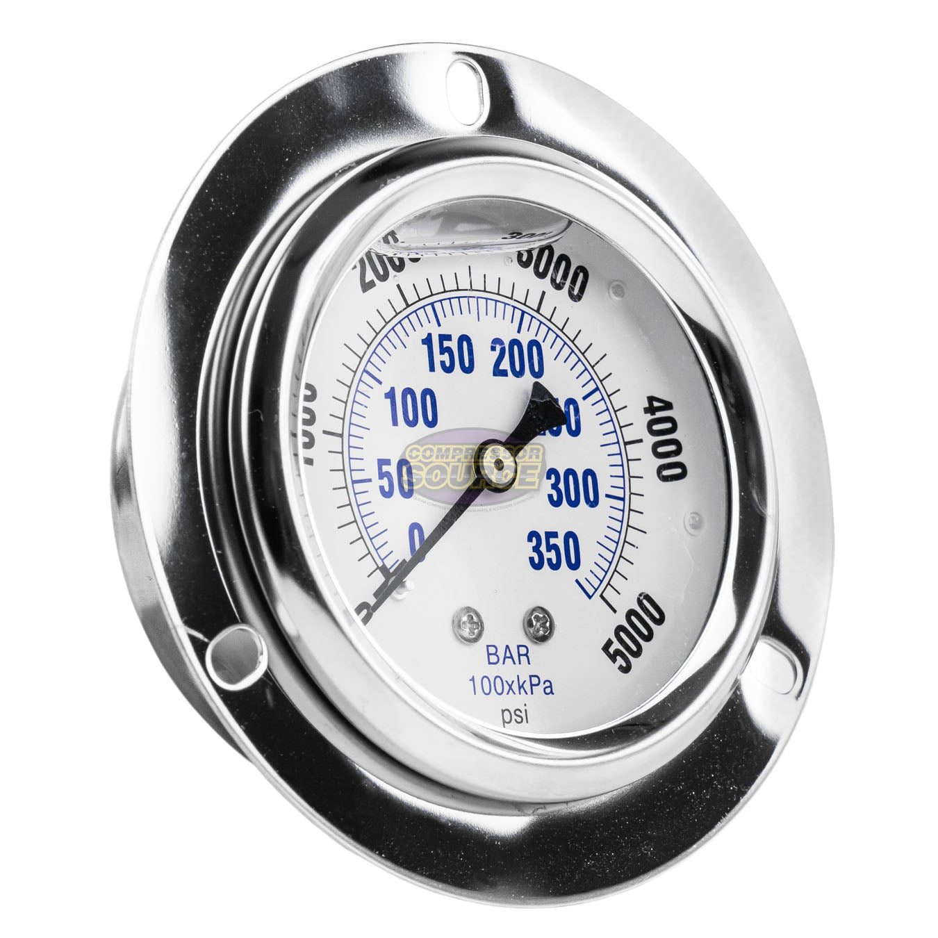 2.5" Liquid Filled Pressure Gauge 0-5,000 PSI 1/4" NPT CBM Panel Flush Mount 204L-254R