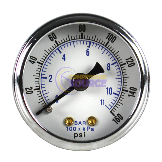 1.5" Face Dry Pressure Gauge 0-160 PSI Back Mount 1/8" NPT Air Compressor Gauge