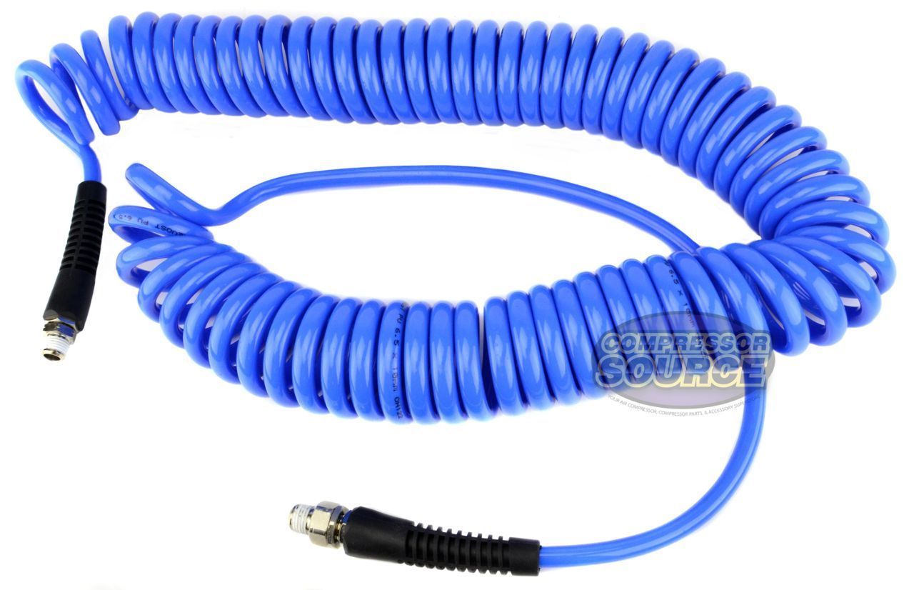 Prevost 1/4" x 26' Blue Spiral Coil Compressed Air Hose Premium Polyurethane