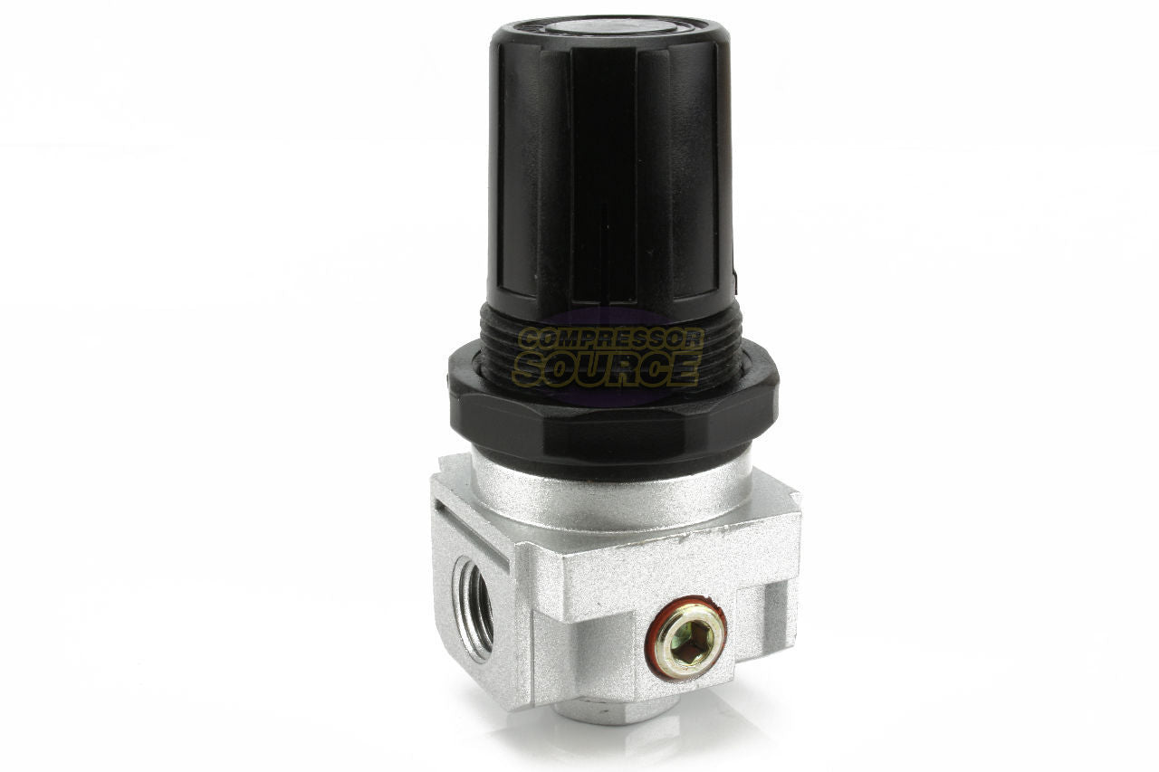 1/4" Industrial Air Compressor Pressure Regulator with Gauge and Wall Mounting Bracket