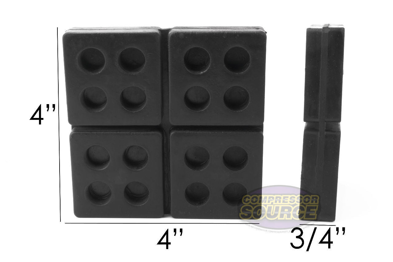 Set of 3 New Industrial Anti Vibration Pads 4" x 4" x 3/4" Thick