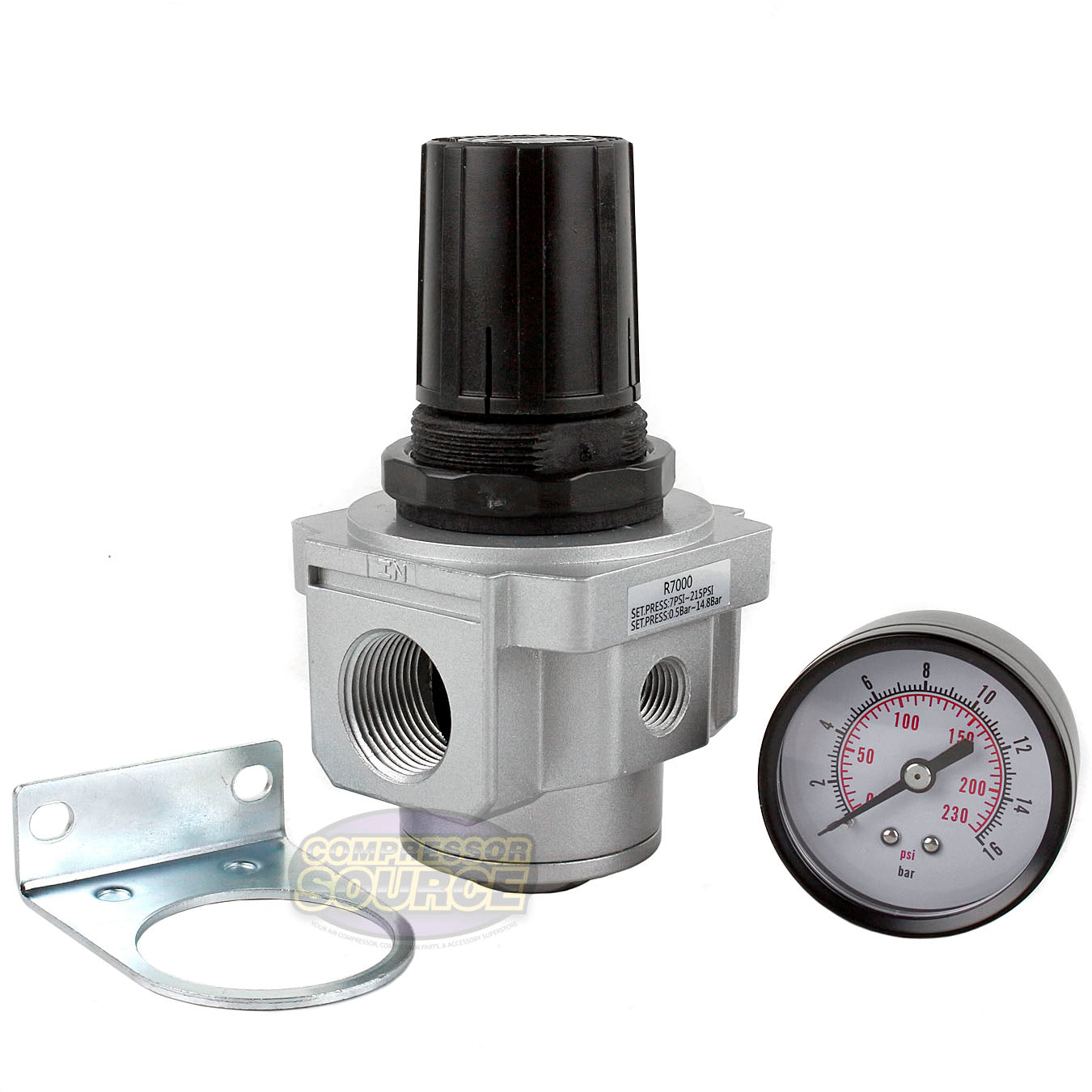 3/4" Air Compressor Pressure Regulator with Gauge and Wall Mounting Bracket