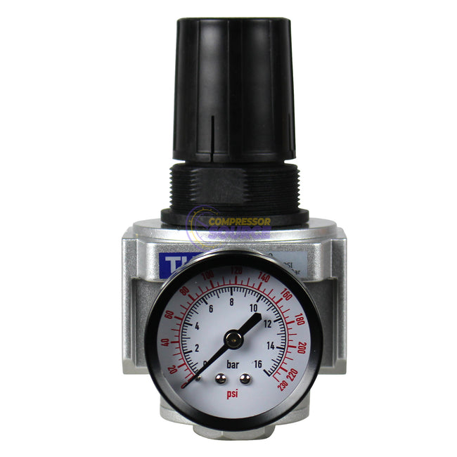 3/4" Air Compressor Pressure Regulator with Gauge and Wall Mounting Bracket