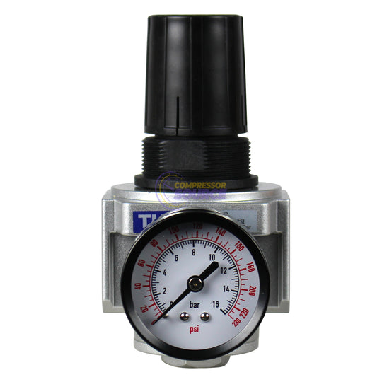 3/4" Air Compressor Pressure Regulator with Gauge and Wall Mounting Bracket