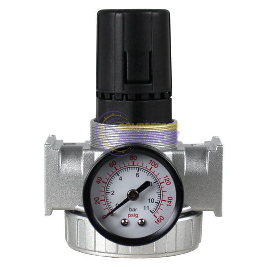 3/8" Heavy Duty Air Compressor Pressure Regulator with Gauge and Wall Mounting Bracket