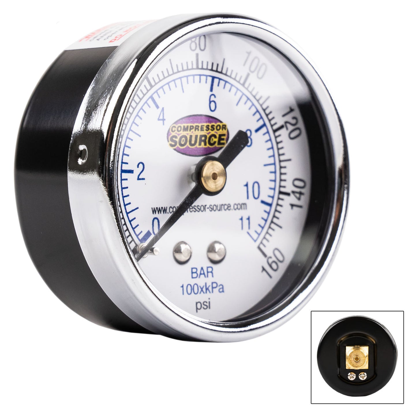 Quality 0-160 PSI Air Pressure Gauge 1/4" NPT Center Back Mount CBM 2" Face