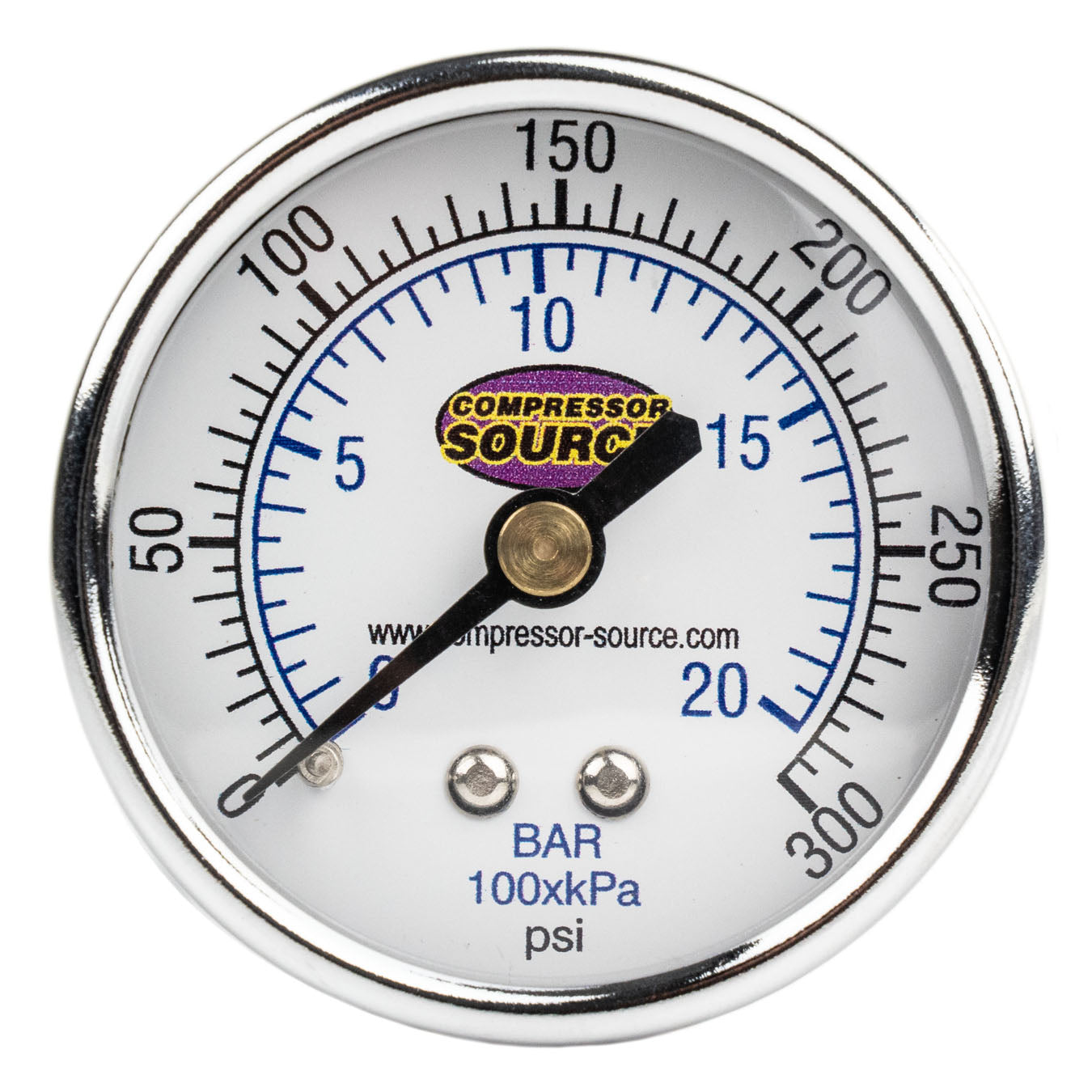 0-300 PSI Air Pressure Gauge 1/4" NPT Center Back Mount CBM 2" Face 2 Pack