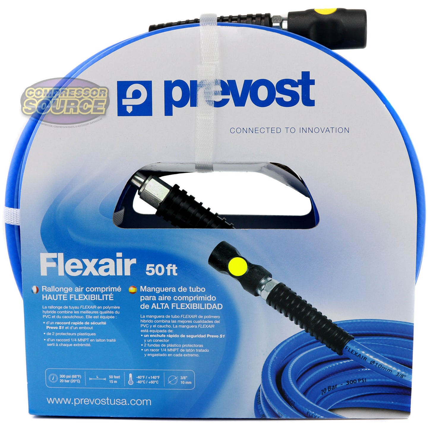 Prevost Flexair 50' x 3/8" Air Hose W/ Prevo S1 ARO 210 Interchange Coupler