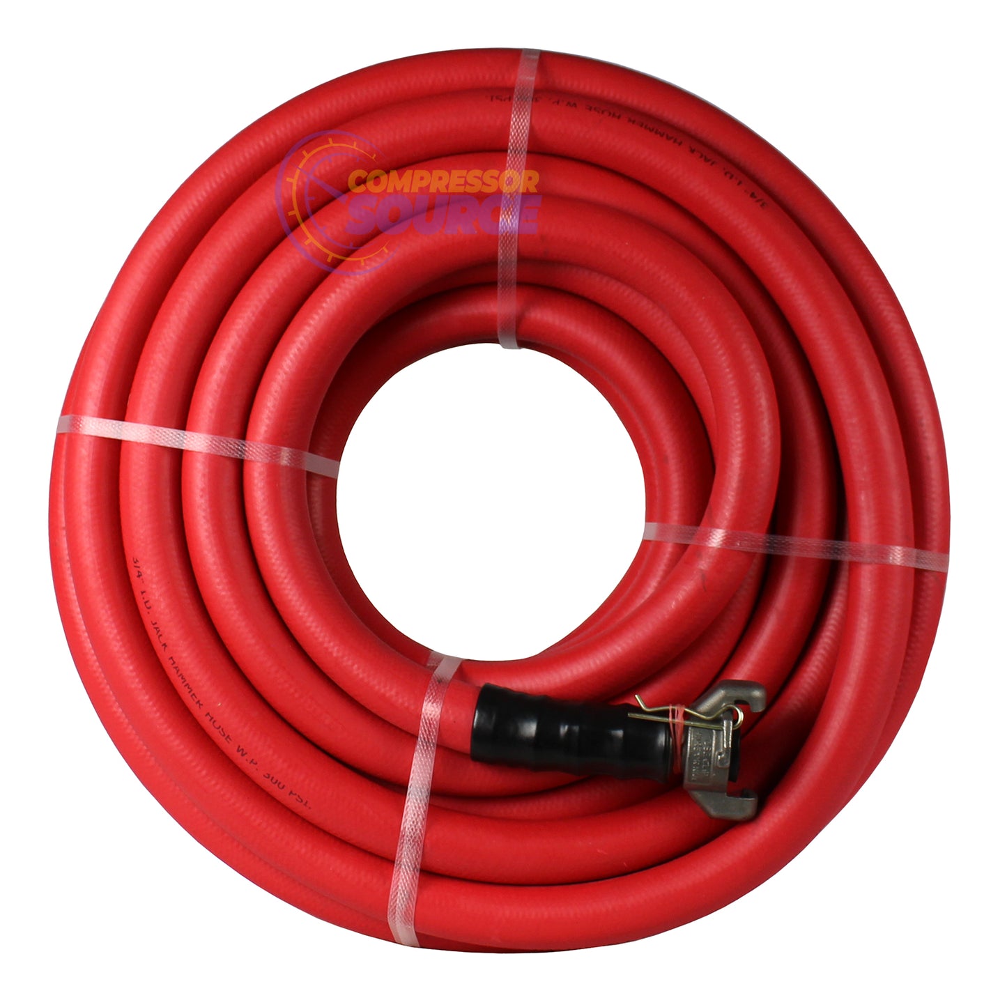 BluBird 3/4" x 50' Rubber Jackhammer Air Hose Red Universal Coupler No Bend Restrictors RVJH3450R-1