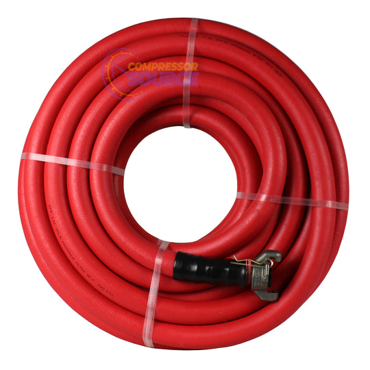 BluBird 3/4" x 50' Rubber Jackhammer Air Hose Red Universal Coupler No Bend Restrictors RVJH3450R-1