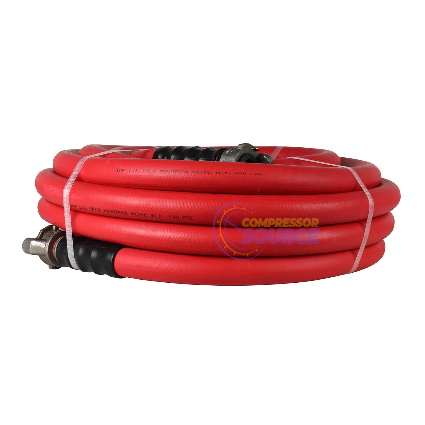 BluBird 3/4" x 50' Rubber Jackhammer Air Hose Red Universal Coupler No Bend Restrictors RVJH3450R-1