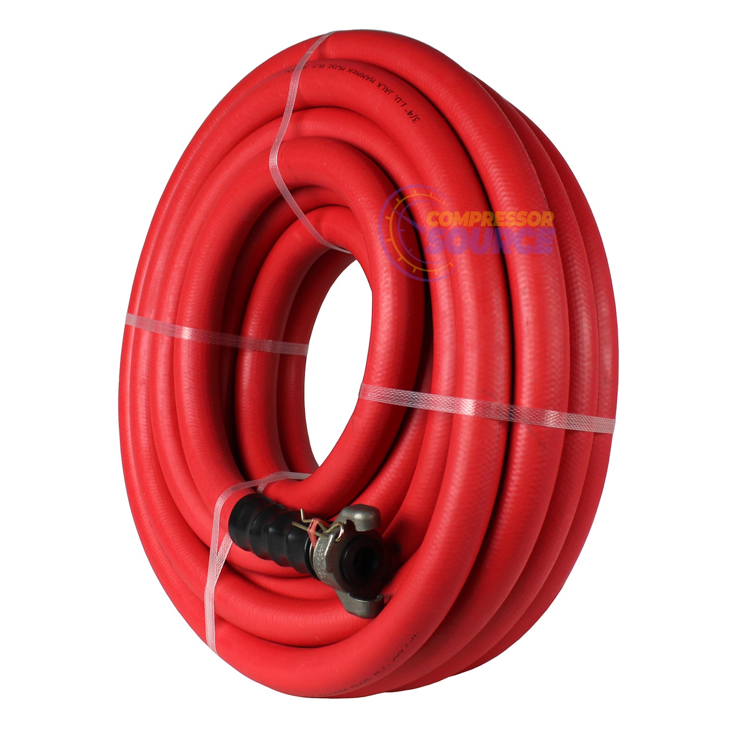 BluBird 3/4" x 50' Rubber Jackhammer Air Hose Red Universal Coupler No Bend Restrictors RVJH3450R-1