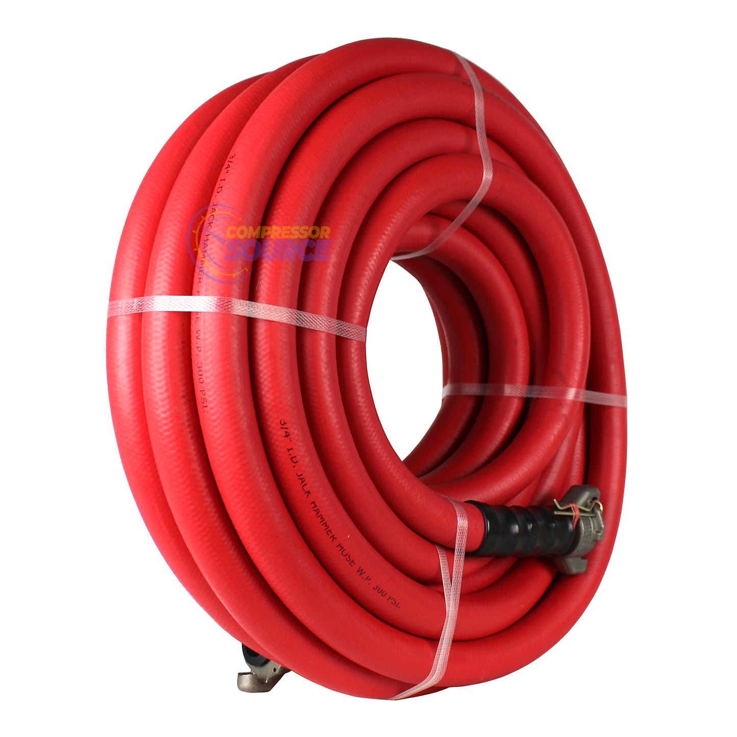 BluBird 3/4" x 50' Rubber Jackhammer Air Hose Red Universal Coupler No Bend Restrictors RVJH3450R-1