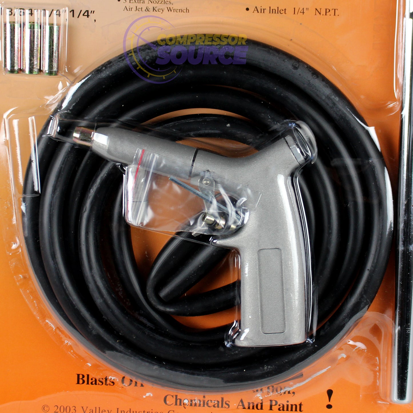 Valley Sandblasting Kit with 10 Ft Hose and Pick-Up Tool Air Inlet 1/4" NPT