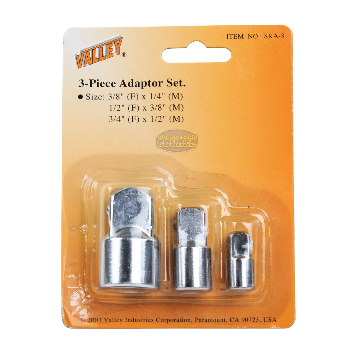 3 Piece Socket Adapter Set Increasing 3/8" 1/2" 3/4" Female 1/4" 3/8" 1/2" Male