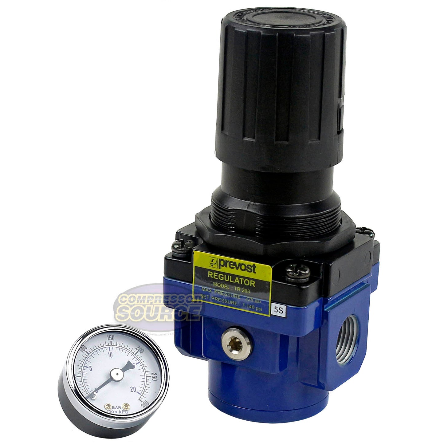 1/2" Female NPT Compressed Air In Line Regulator with 1/2" Air Compressor Gauge