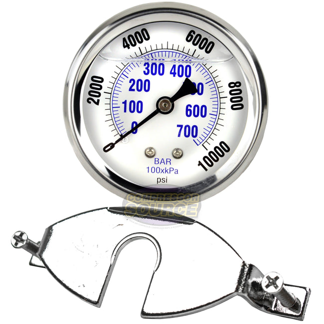 1/4" NPT Pressure Gauge Mounting Bracket with 2.5" Liquid Gauge 10,000 PSI Max 202L-254U